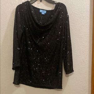 CeCe Black Sequin Blouse
